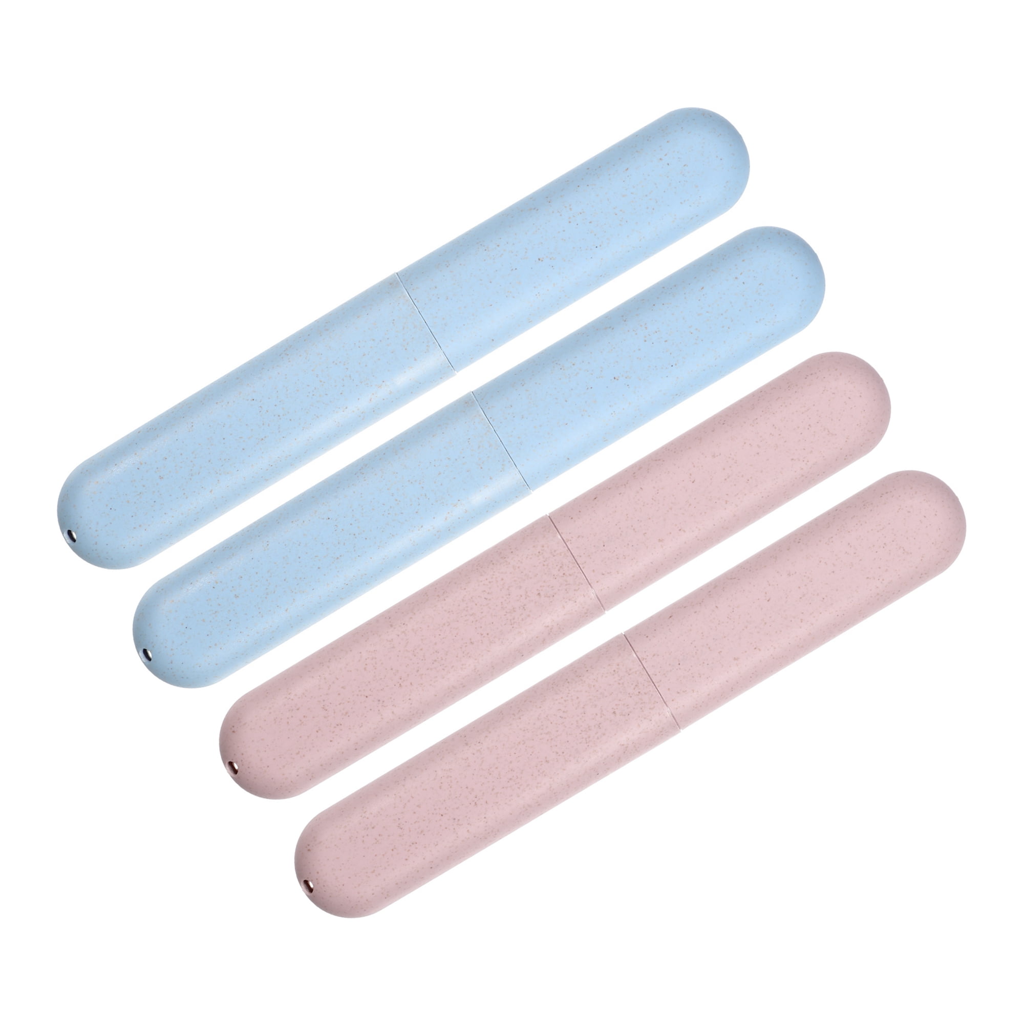 Unique Bargains 4Pcs Toothbrush Holders Case for Travel Blue Pink 8.07"x1.22"x0.83"