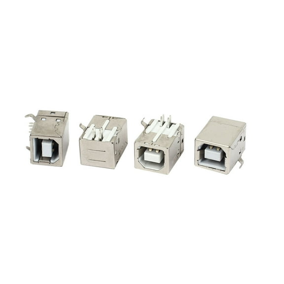 Unique Bargains 4Pcs USB-B Type Right Angle PCB Socket Female Connector