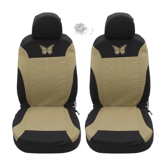 Unique Bargains 4Pcs Universal Washable Butterfly Car Seat Covers Kit Beige