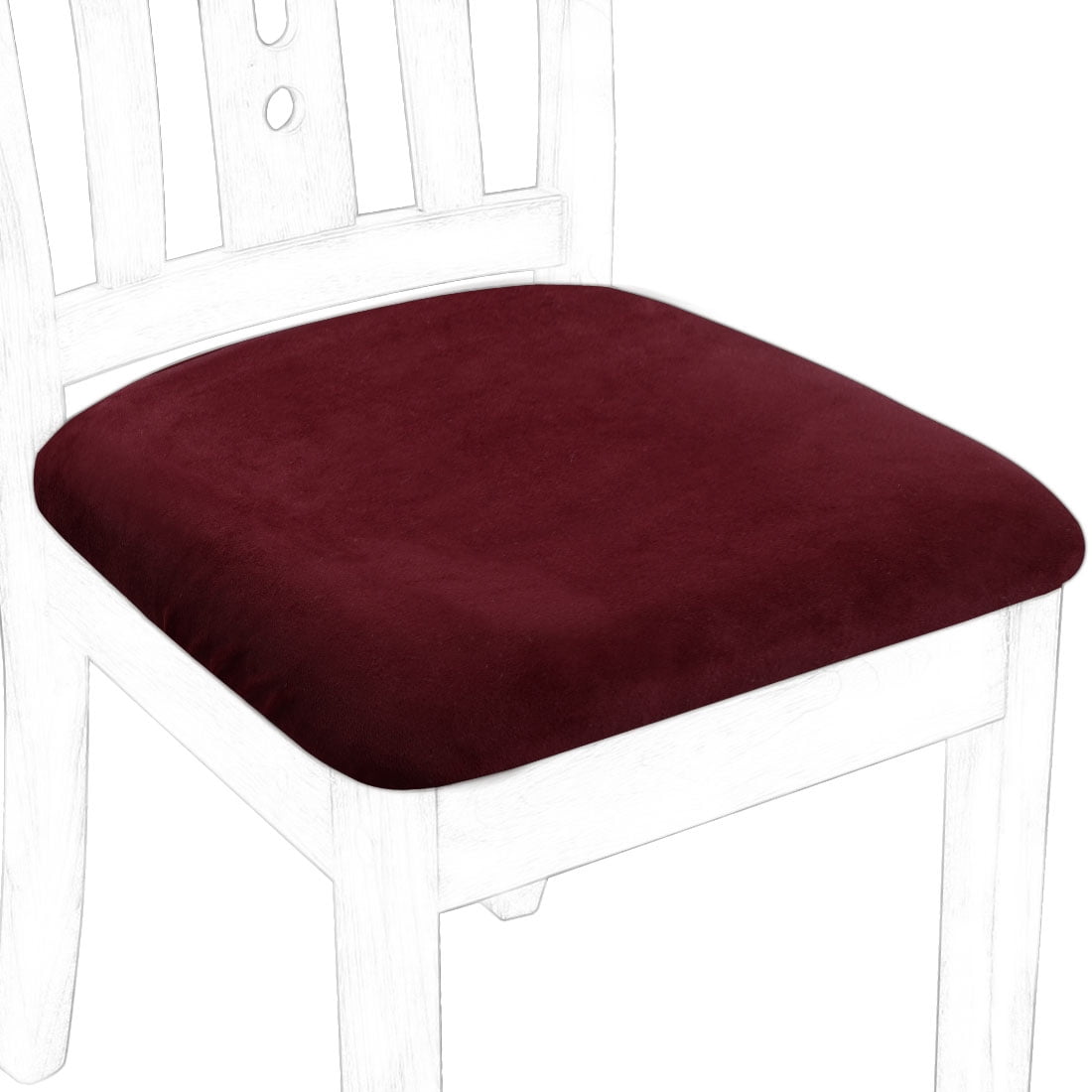 Unique Bargains 4Pcs Velvet Dinning Chair Seat Cover Elastic Stretchable Slipcovers Burgundy