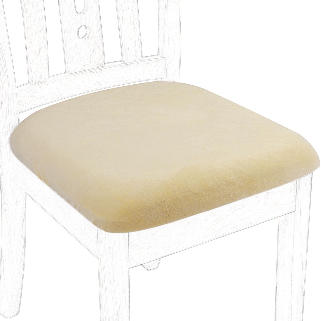 Unique Bargains 4Pcs Velvet Dinning Chair Seat Cover Elastic Stretchable Slipcovers Cream White
