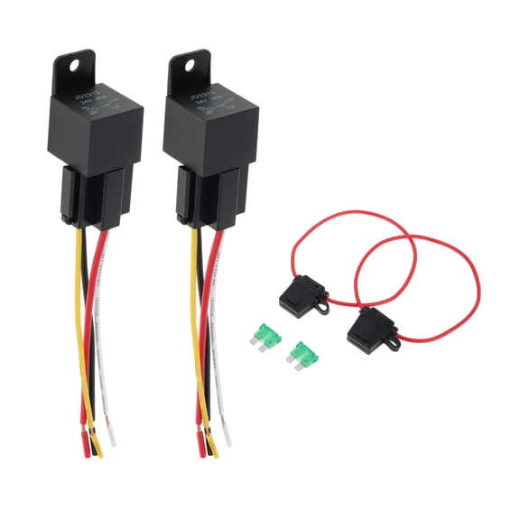 Unique Bargains 4Pins 24V 40A Relay for Motorcycle Car Truck Boat with Sockets Fuses Black 1 Set Plastic Hanging