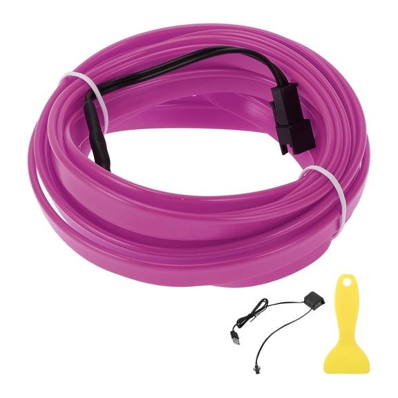 Unique Bargains 4m EL Wire Cable LED Glow String Light Car Interior Lighting Strip Flexible Neon Light for Car Decoration USB(5v) Purple