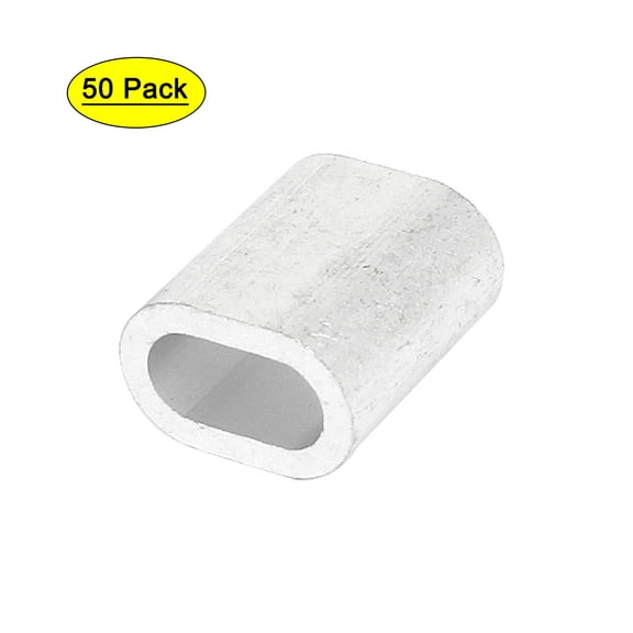 Unique Bargains 4mm 5/32" Steel Wire Rope Aluminum Ferrules Sleeves Silver Tone 50 Pcs