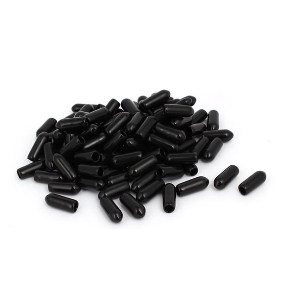 Uxcell 4mm Inner Dia Rubber Hose End Cap Screw Thread Protector Cover Black 100Pcs