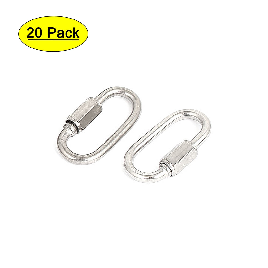 Unique Bargains 4mm Thickness Stainless Steel Quick Oval Screwlock Link Lock Carabiner 20 Pcs