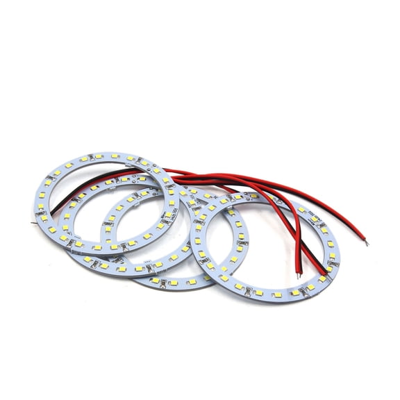 Unique Bargains 4pcs 12V White 80mm 24 LED Ring Light Lamp for Car Automobile