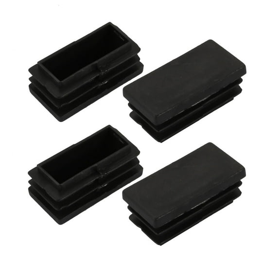 Unique Bargains 4pcs 20mm X 40mm Pipe Tube Insert Chair Leg Cap Square Black Plastic Tubing Plug