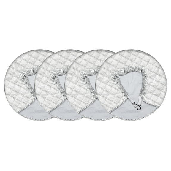 Unique Bargains 4pcs 33"-35" Waterproof Tire Covers Aluminum film Sun Protectors for RV Truck Camper Silver Tone