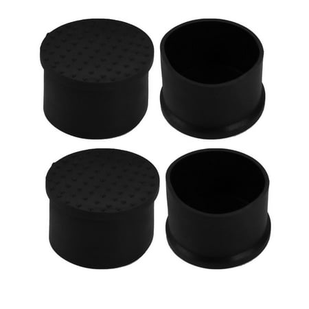 Unique Bargains 4pcs 45mm Diameter Pipe Tube Insert Chair Leg Cap Round Black PVC Tubing Plug