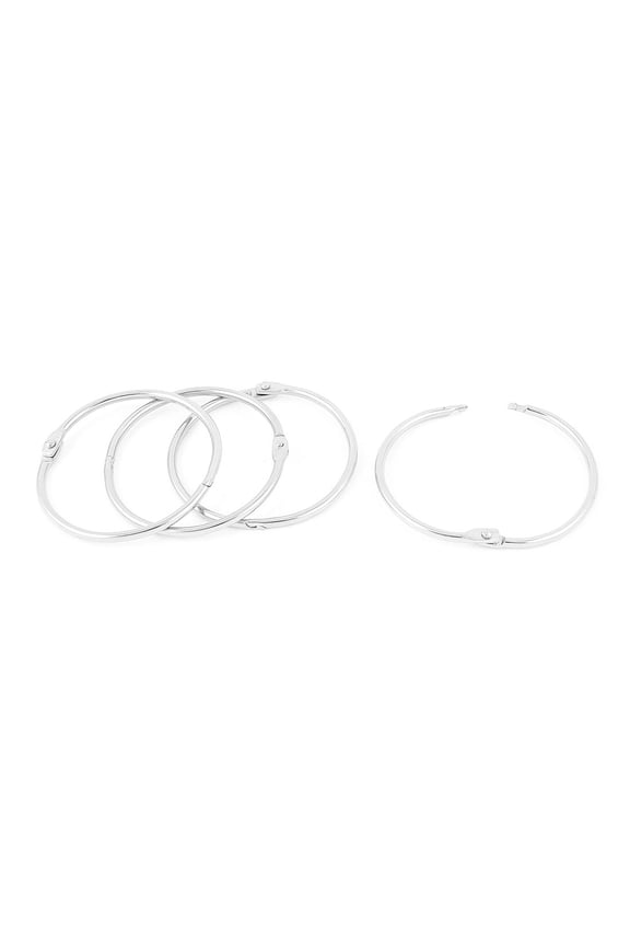 4pcs 50mm Inner Dia Silver Tone Metal Snap Ring Round Keyring Keychain Key Chain