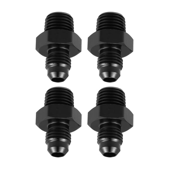 Unique Bargains 4pcs AN4 Male to 1/4" NPT Male Car Flare Reducer Hose Fitting Adapter Fuel Oil Line Pipe Connector Black