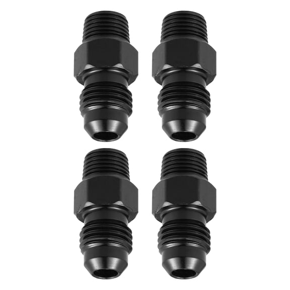 Unique Bargains 4pcs AN4 Male to 1/8" NPT Male Car Flare Reducer Hose Fitting Adapter Fuel Oil Line Pipe Connector Black