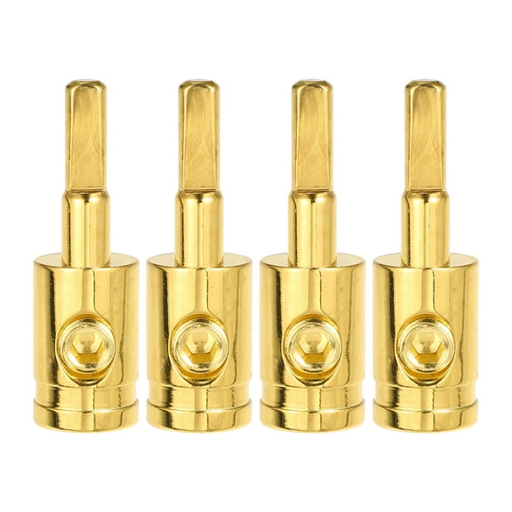 Unique Bargains 4pcs Amp Input Reducer Copper 4 Gauge Stereo Audio AWG Pin Power Ground Wire Reducer for Car Gold Tone
