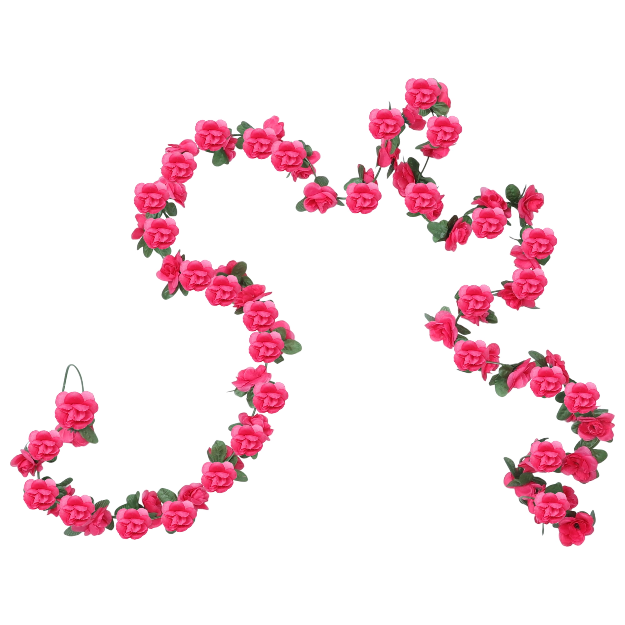 Unique Bargains 4pcs Artificial Flower Hanging Vine Garland 86.61" Red
