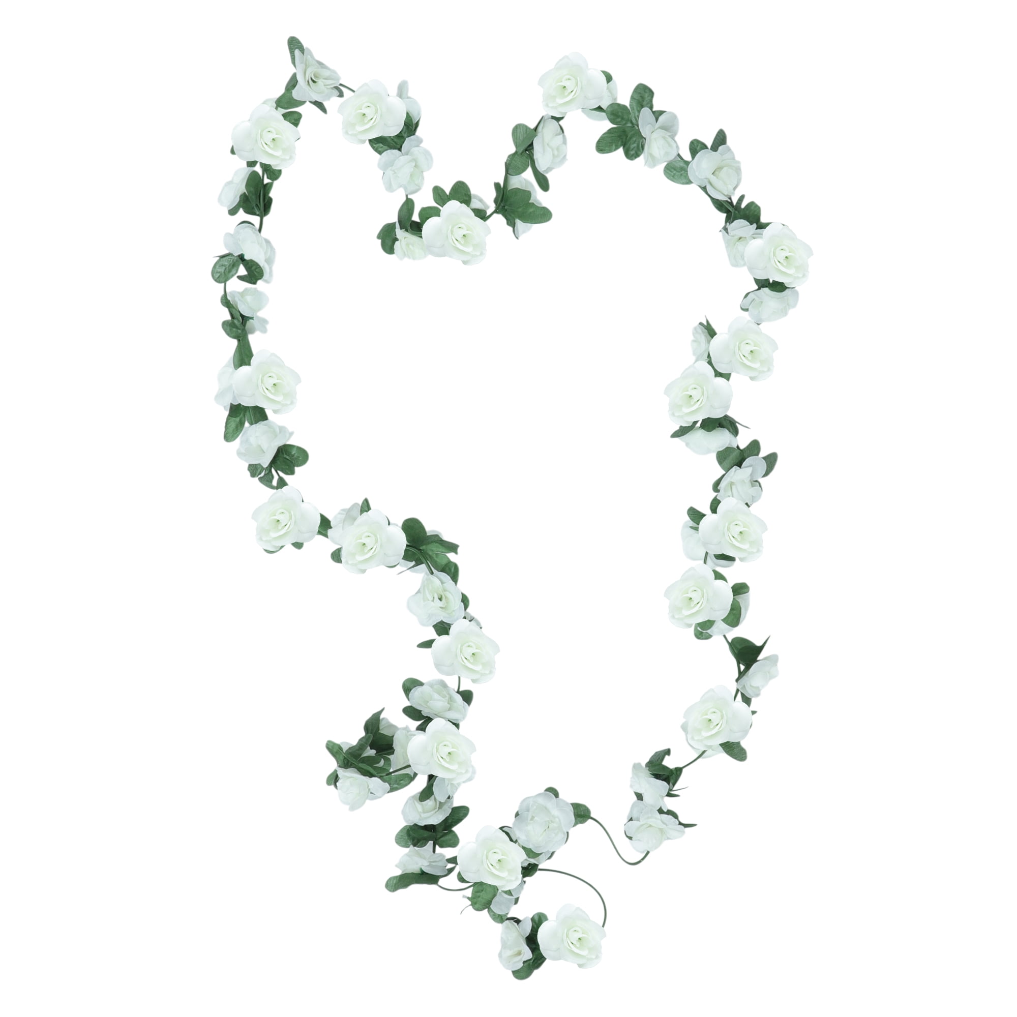 Unique Bargains 4pcs Artificial Flowers Hanging Vine Garland for Home 86.61" White