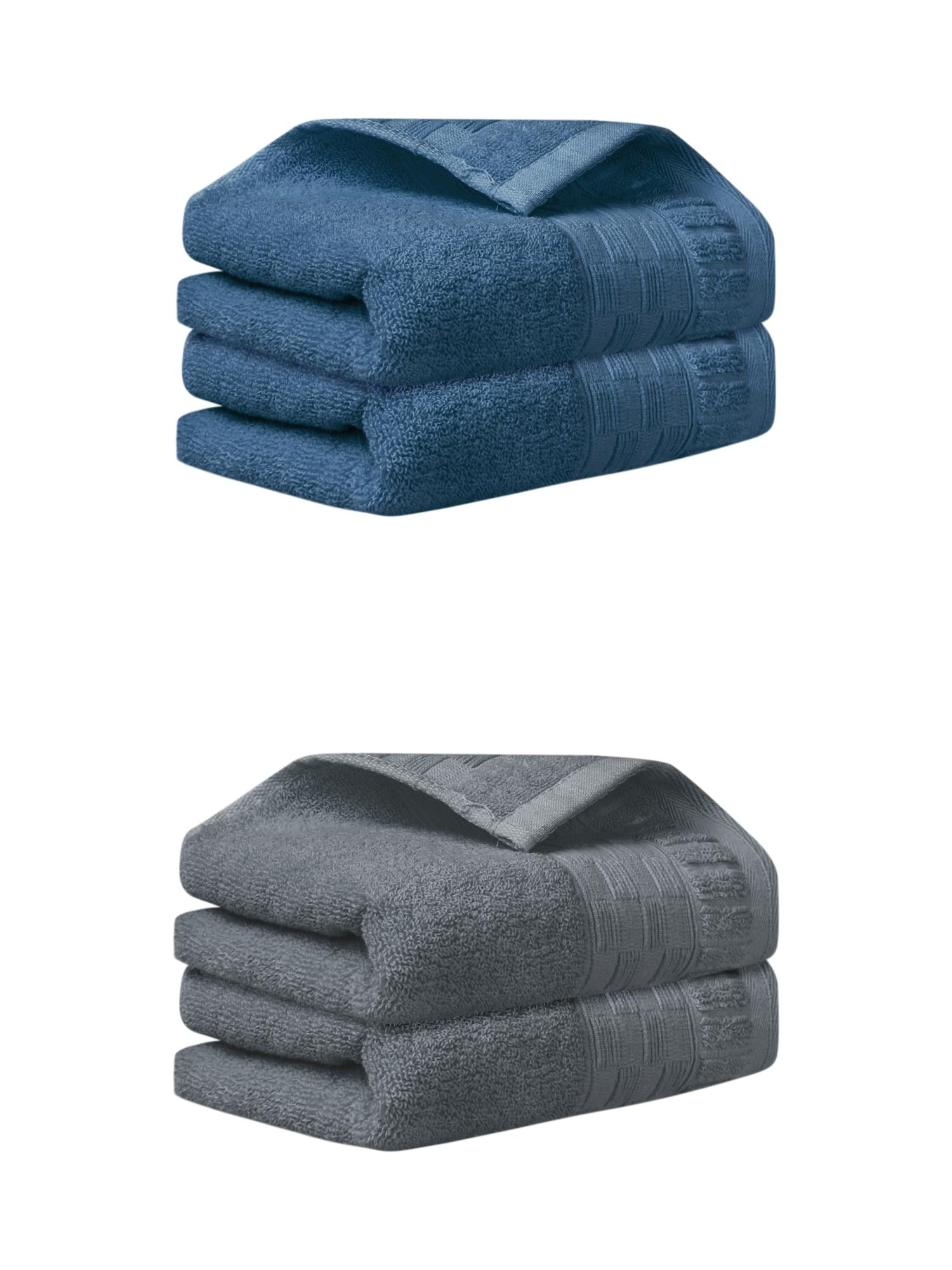 Unique Bargains 4pcs Bathroom Plaid Pattern Hand Towels Comfort Towel