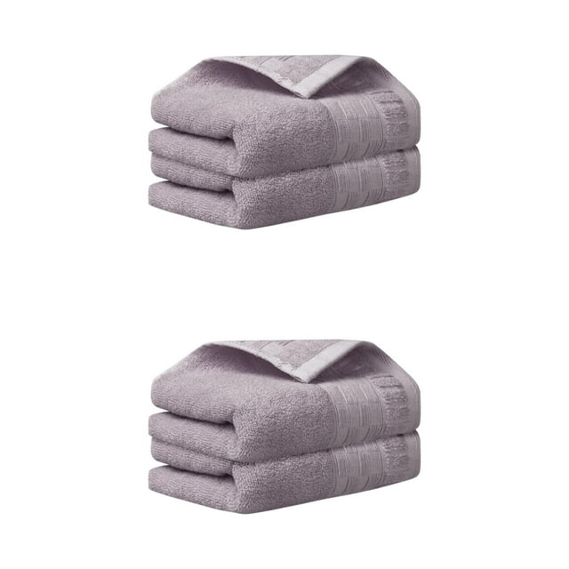 Unique Bargains 4pcs Bathroom Plaid Pattern Hand Towels Comfort Towel Purple