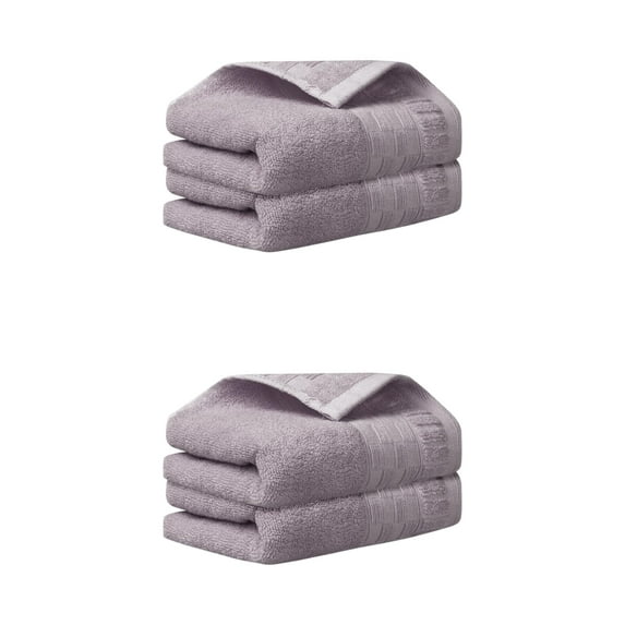 Unique Bargains 4pcs Bathroom Plaid Pattern Hand Towels Comfort Towel Purple