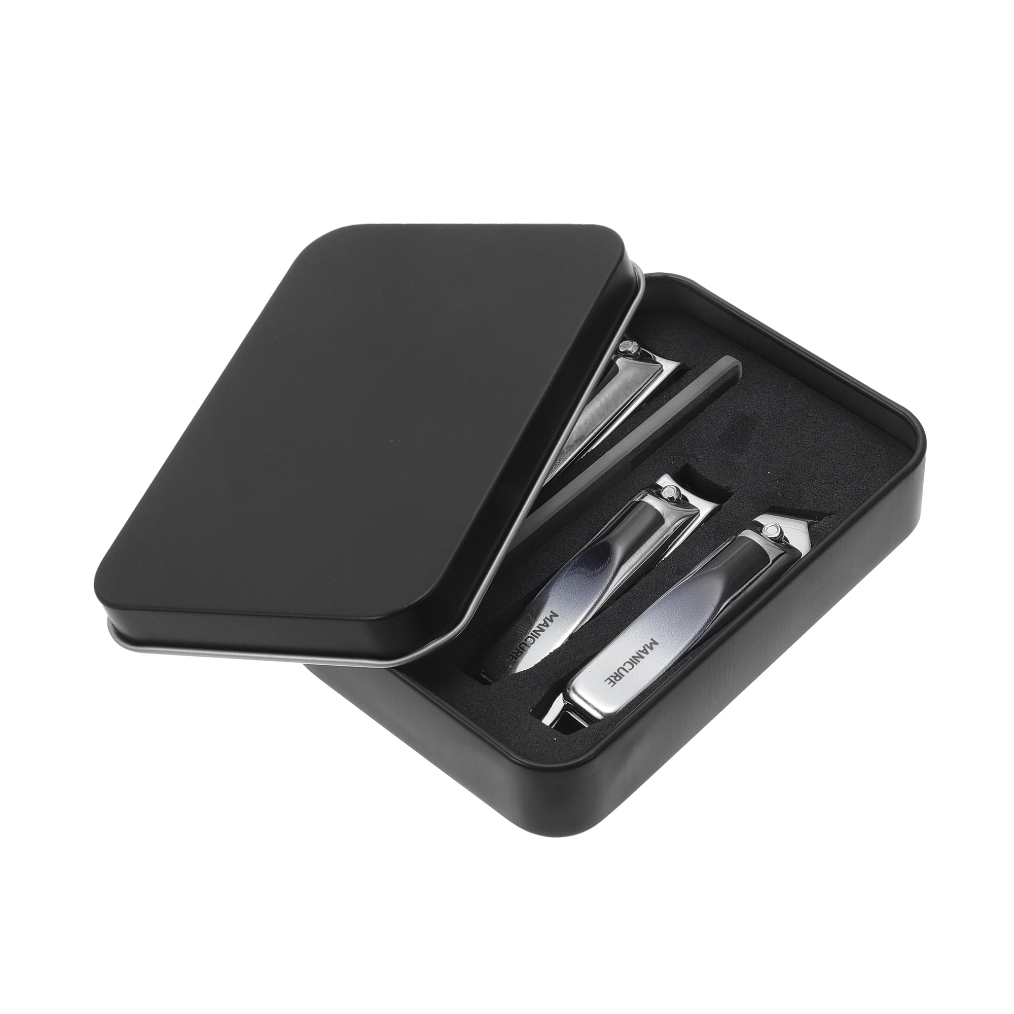 Unique Bargains 4pcs Beautiful Box Nail Clipper Set 3.15"x 0.55" Gradient Black