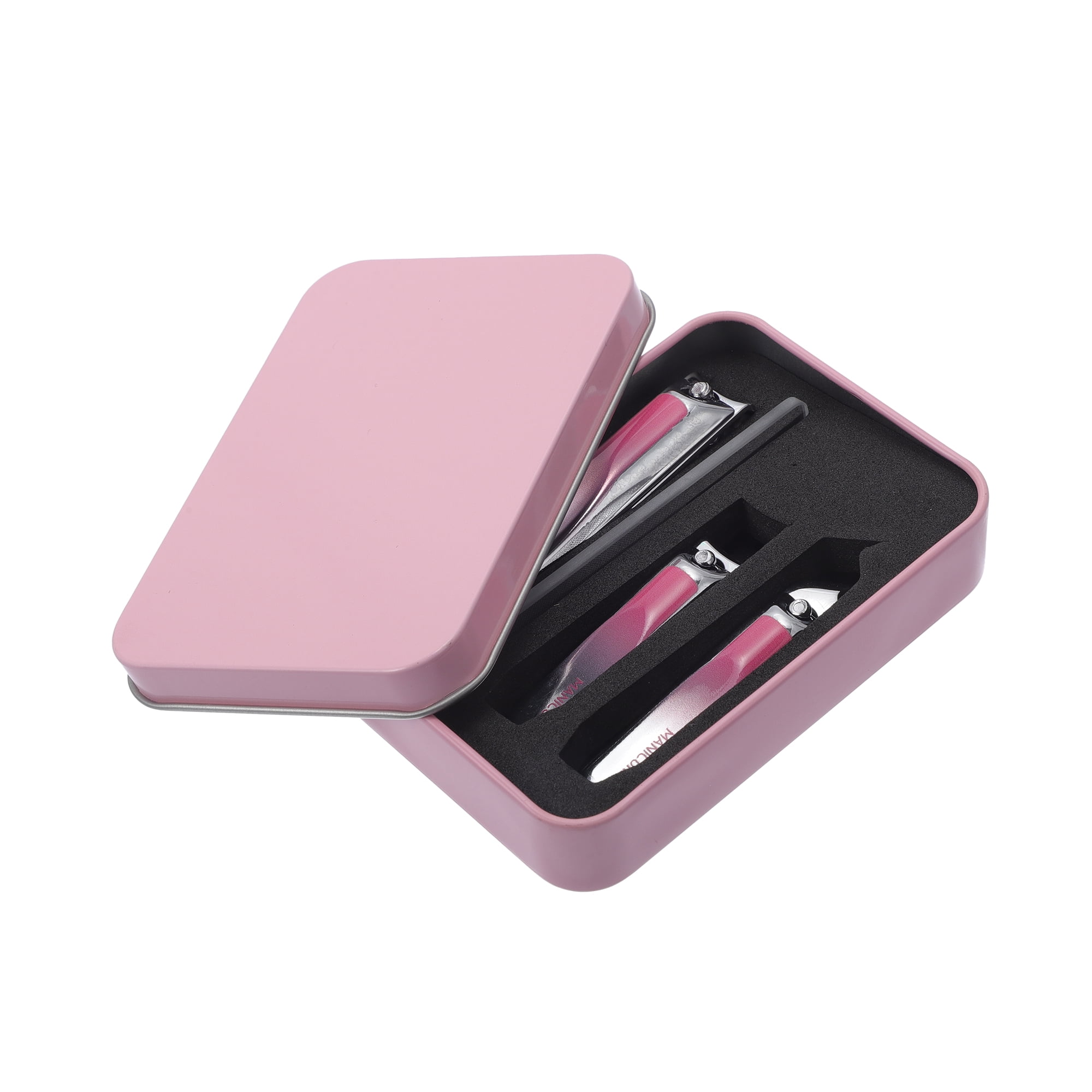 Unique Bargains 4pcs Beautiful Box Nail Clipper Set 3.15"x 0.55" Gradient Pink