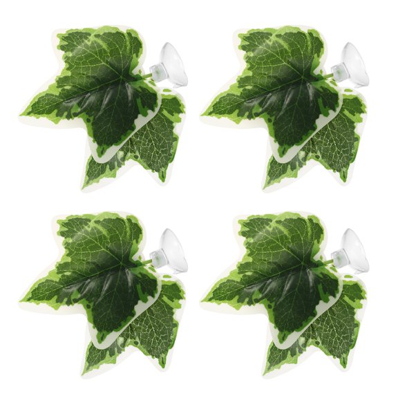 Unique Bargains 4pcs Betta Fish Leaf Pad Hammock Resting Hide Plants Decoration Green White 3.54"x3.54" with Suction Cup