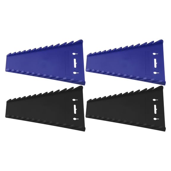 Unique Bargains 4pcs Car Magnetic Wrench Organizer Wrench Holder for Tool Box Wall Mounted Storage 12 Grooves Black Blue