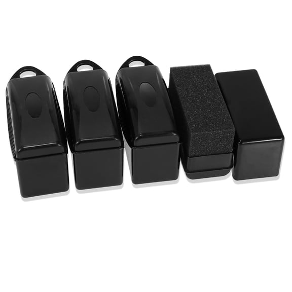 Unique Bargains 4pcs Car Tire Tyre Wheel Detailing Shine Contour Pad Sponge Foam Brush Waxing Cleaning w/ Lid Black