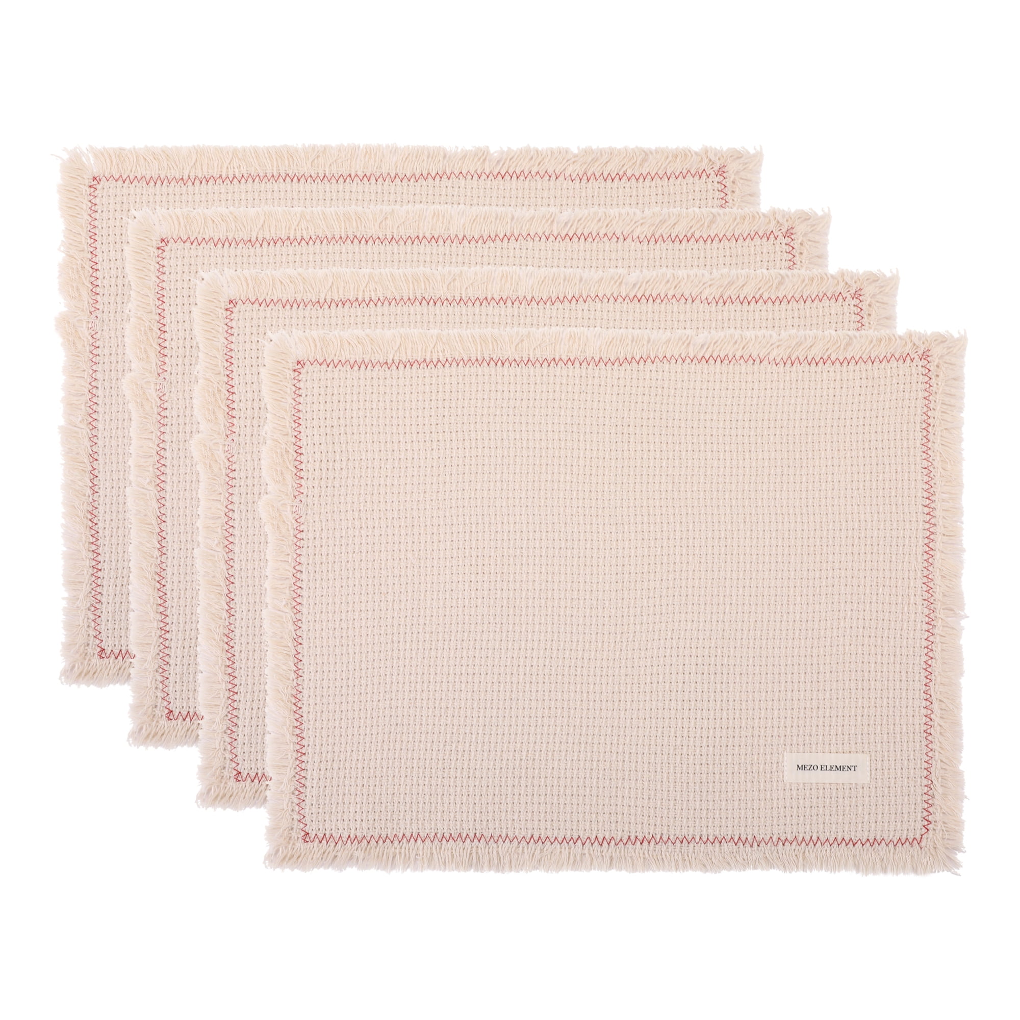 Unique Bargains 4pcs Cotton Blend Washable Table Mat Dark Red 15.7"x11.8"