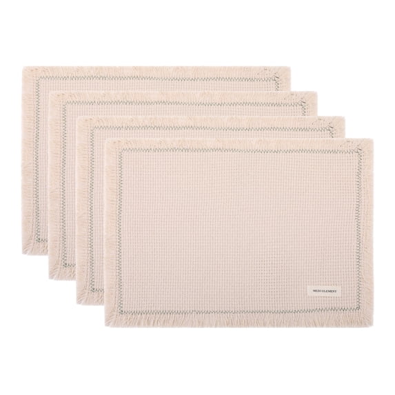 Unique Bargains 4pcs Cotton Blend Washable Table Mat Green Edge 15.7"x11.8"