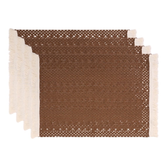 Unique Bargains 4pcs Cotton and Linen Washable Table Mats Coffee 17.7"x13.8"