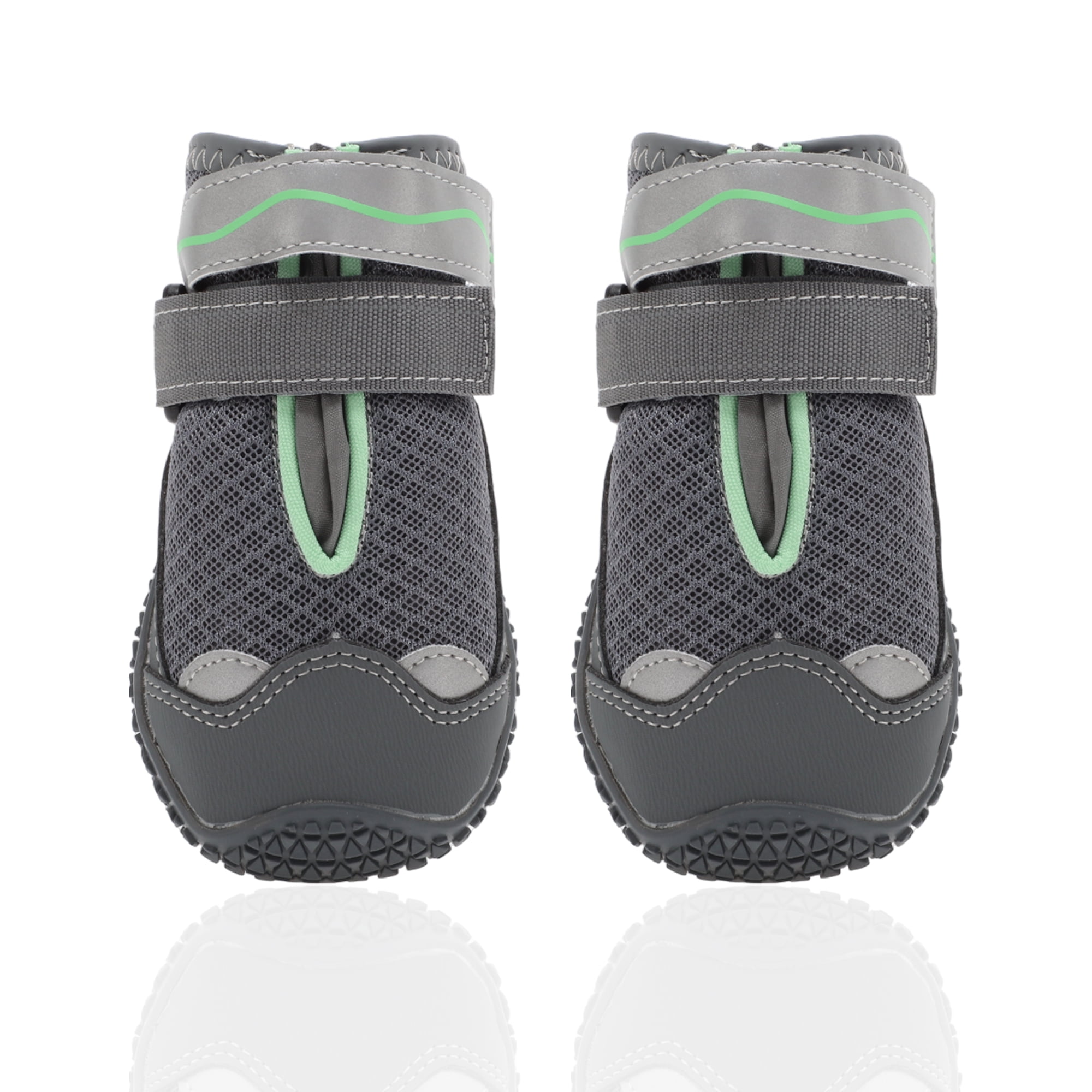 Unique Bargains 4pcs Dog Shoes Breathable Anti Slip Hot Summer 3" Gray