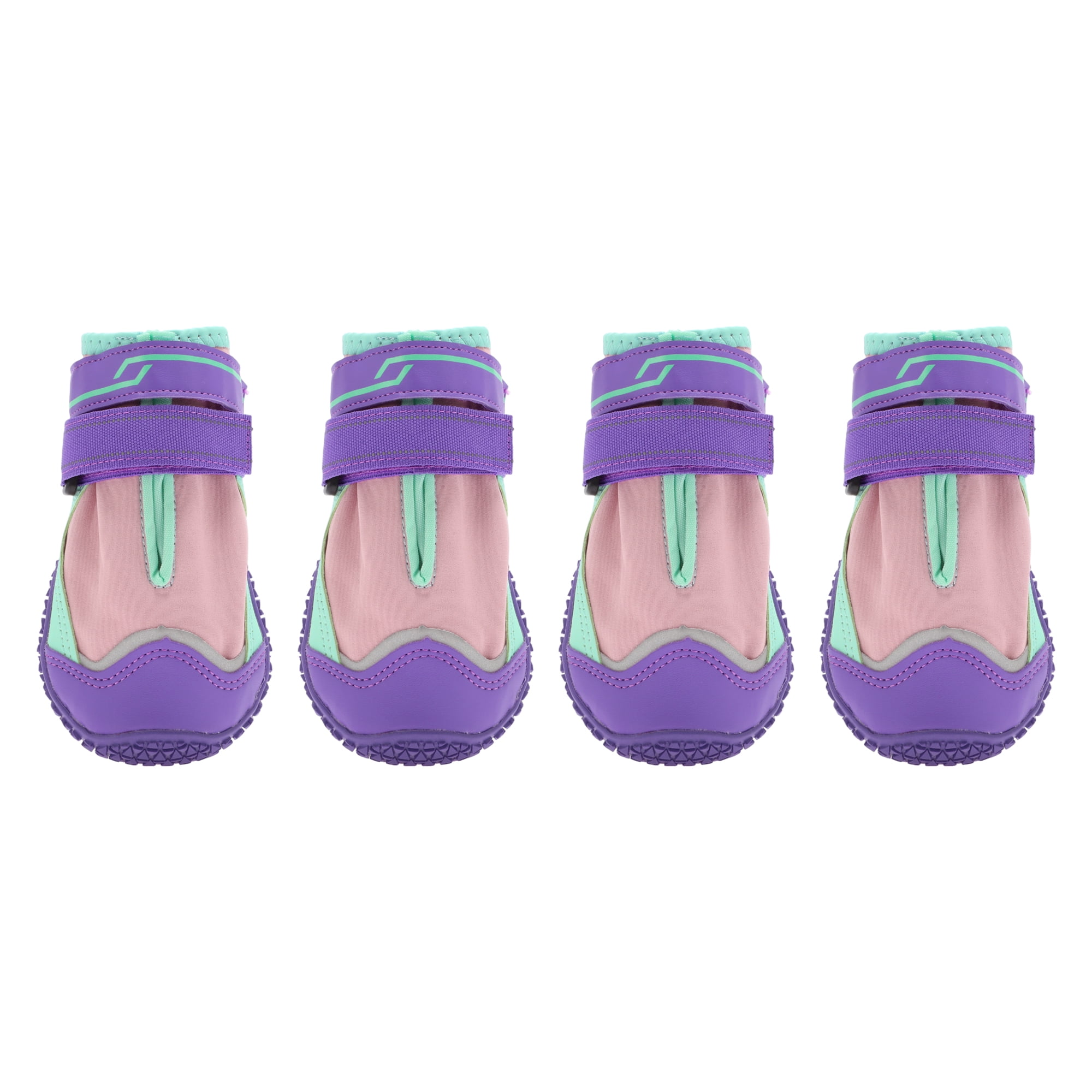 Unique Bargains 4pcs Dog Shoes Waterproof Anti Slip Boots Protectors 2.75" Purple