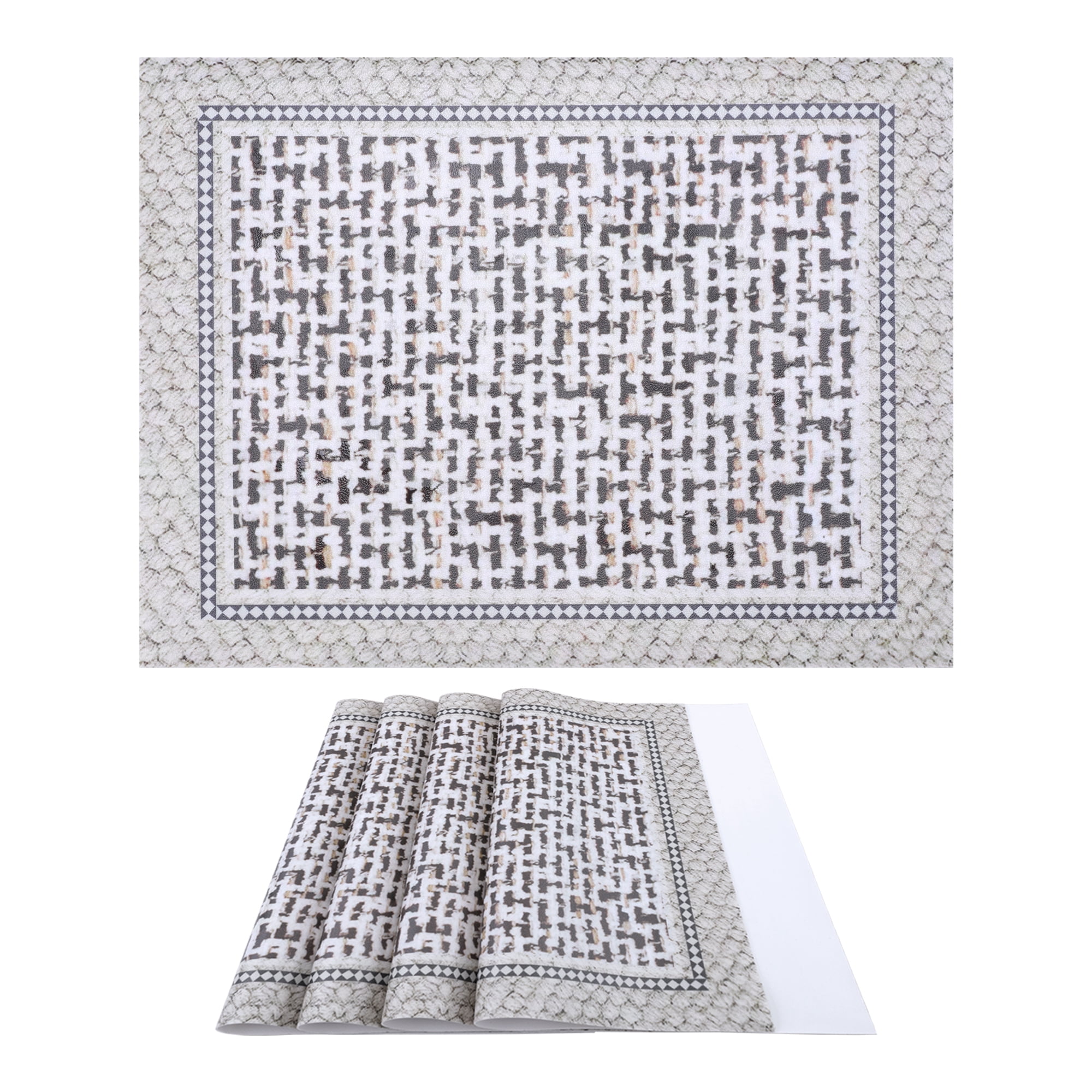 Unique Bargains 4pcs Faux Leather Heat Resistant Mats Beige 15.7"x11.8"