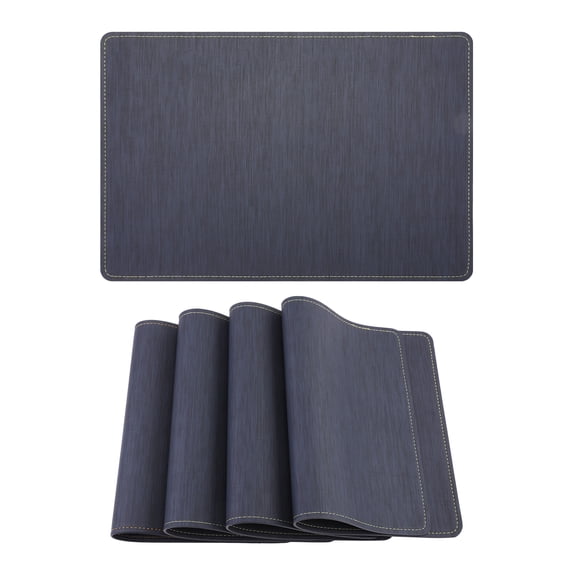 Unique Bargains 4pcs Faux Leather Heat Resistant Placemats Blue 17.7"x11.8"