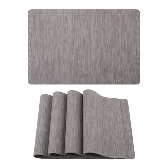 Unique Bargains 4pcs Faux Leather Heat Resistant Placemats Misty Gray 17.7"x11.8"
