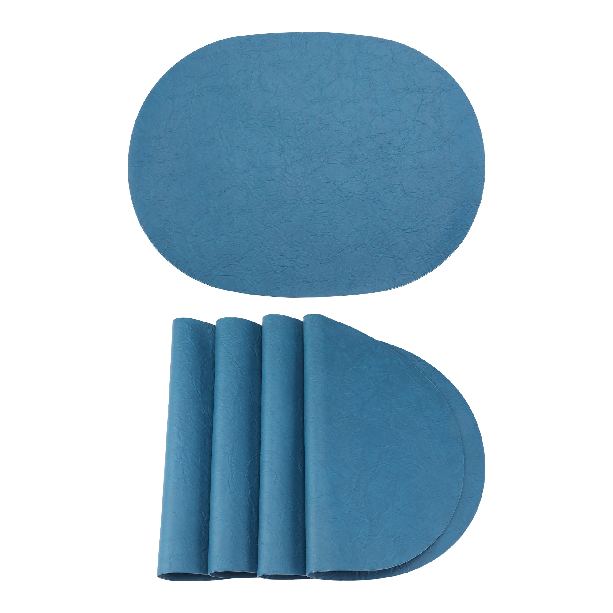 Unique Bargains 4pcs Faux Leather Placemats Blue 17.5"x12.8"