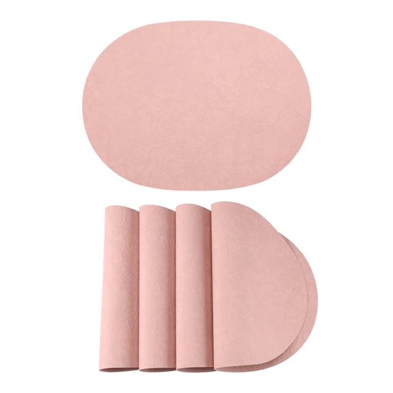 Unique Bargains 4pcs Faux Leather Placemats Pink 17.5"x12.8"