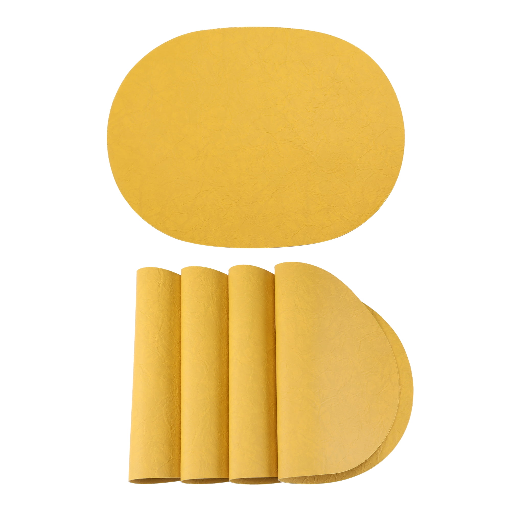 Unique Bargains 4pcs Faux Leather Placemats Yellow 17.5"x12.8"