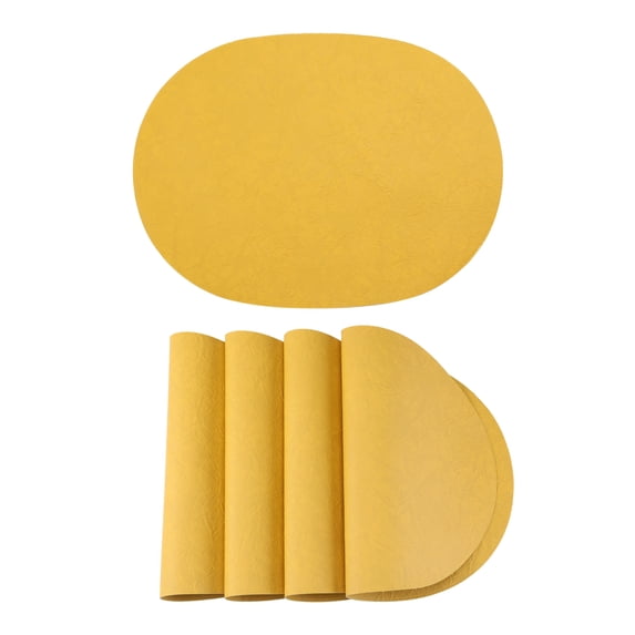 Unique Bargains 4pcs Faux Leather Placemats Yellow 17.5"x12.8"