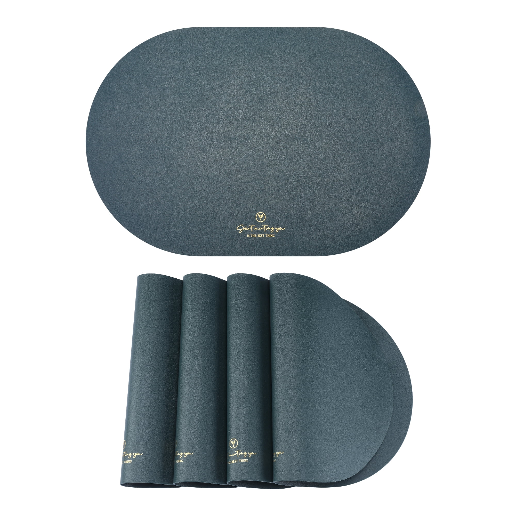 Unique Bargains 4pcs Faux Leather Placemats for Kitchen Khaki 17.7"x11.8"