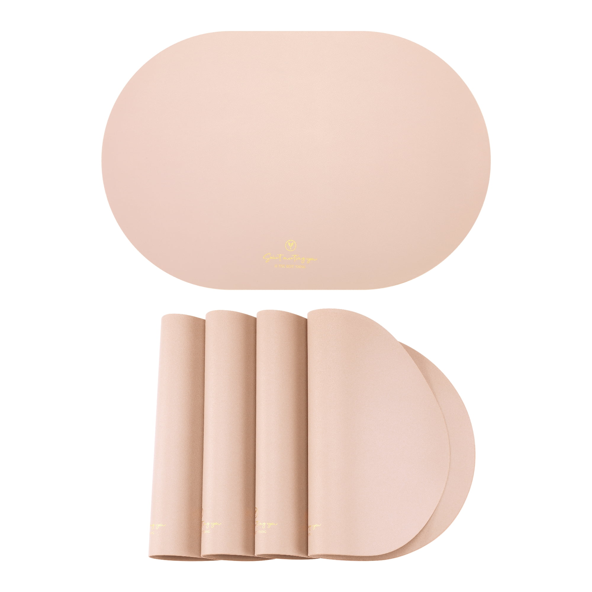 Unique Bargains 4pcs Faux Leather Placemats for Kitchen Pink 17.7"x11.8"