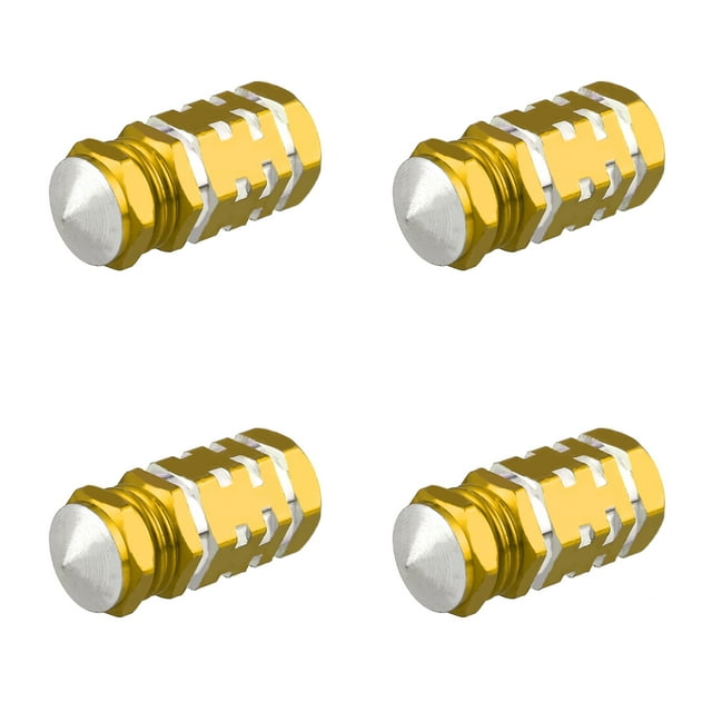 Unique Bargains 4pcs Gold Tone Car Tire Stem Valve Caps Automobile