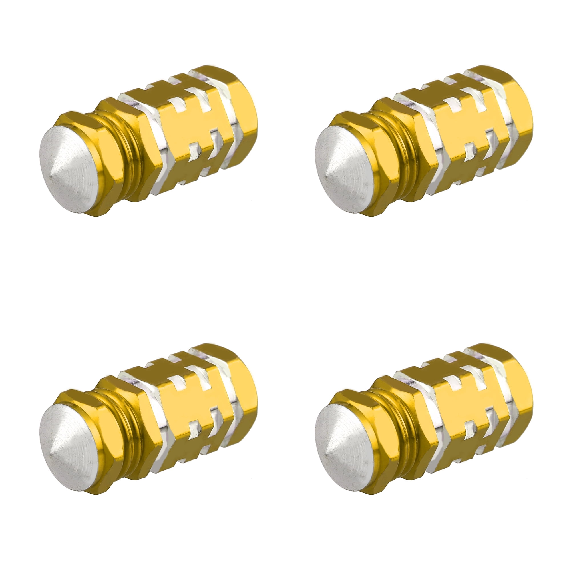 Unique Bargains 4pcs Gold Tone Tire Stem Valve Caps Car Tire Air Caps Aluminium Alloy