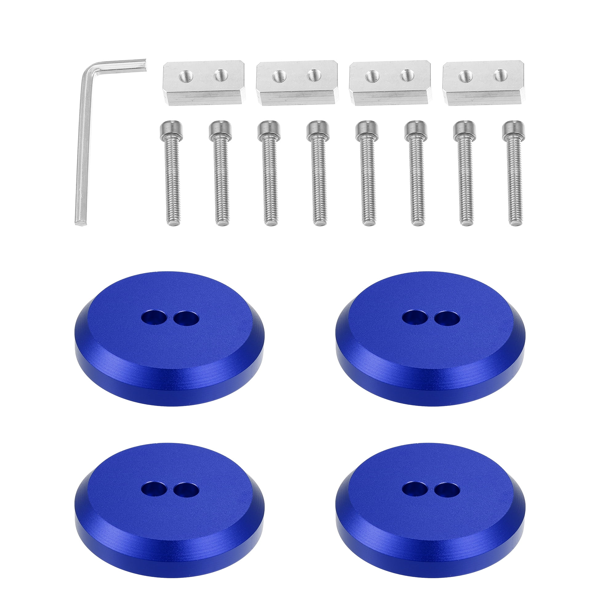 Blue Aluminum Jack Pad Adapters (4 Pack) - Leave-in Lift Pads For Corvette C5-C8 & Porsche Frame Rails