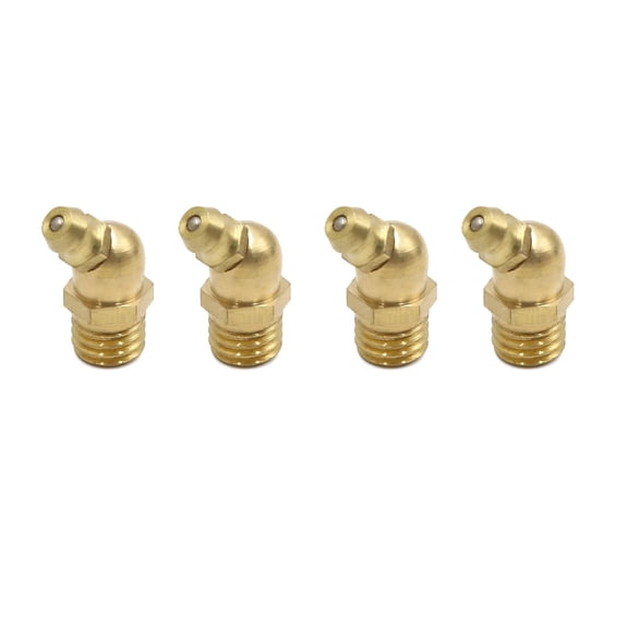 Unique Bargains 4pcs M10 x 1.5 Thread Brass 45 Degree Angle Grease Nipple Fitting for Car