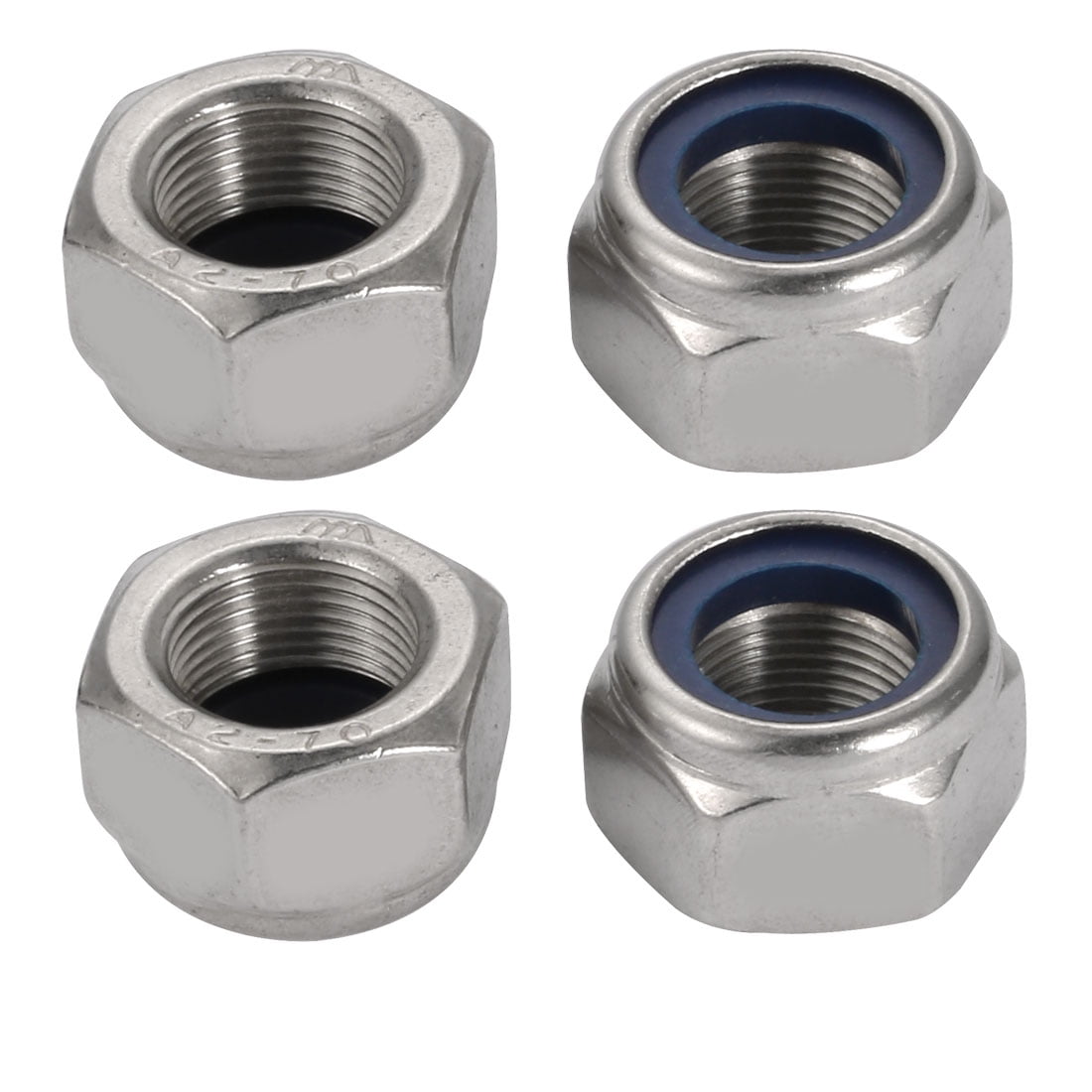Unique Bargains 4pcs M20 x 1.5mm Pitch Metric Fine Thread 304 Stainless Steel Hex Lock Nuts