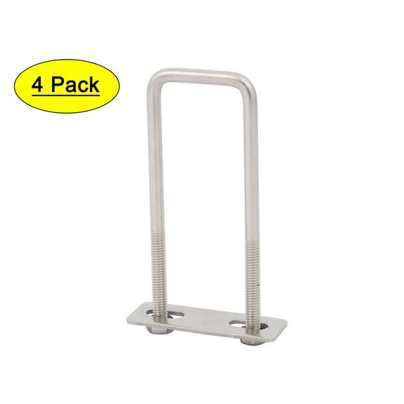 Unique Bargains 4pcs M6 100mm Length 304 Stainless Steel Square U Bolt w Hex Nut Plate