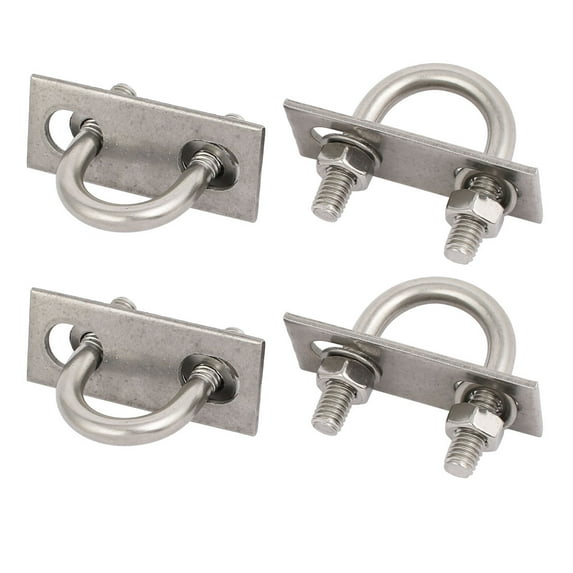 Unique Bargains 4pcs M6x16mm 304 Stainless Steel Round U-Bolt w Plate Hex Nut Washer