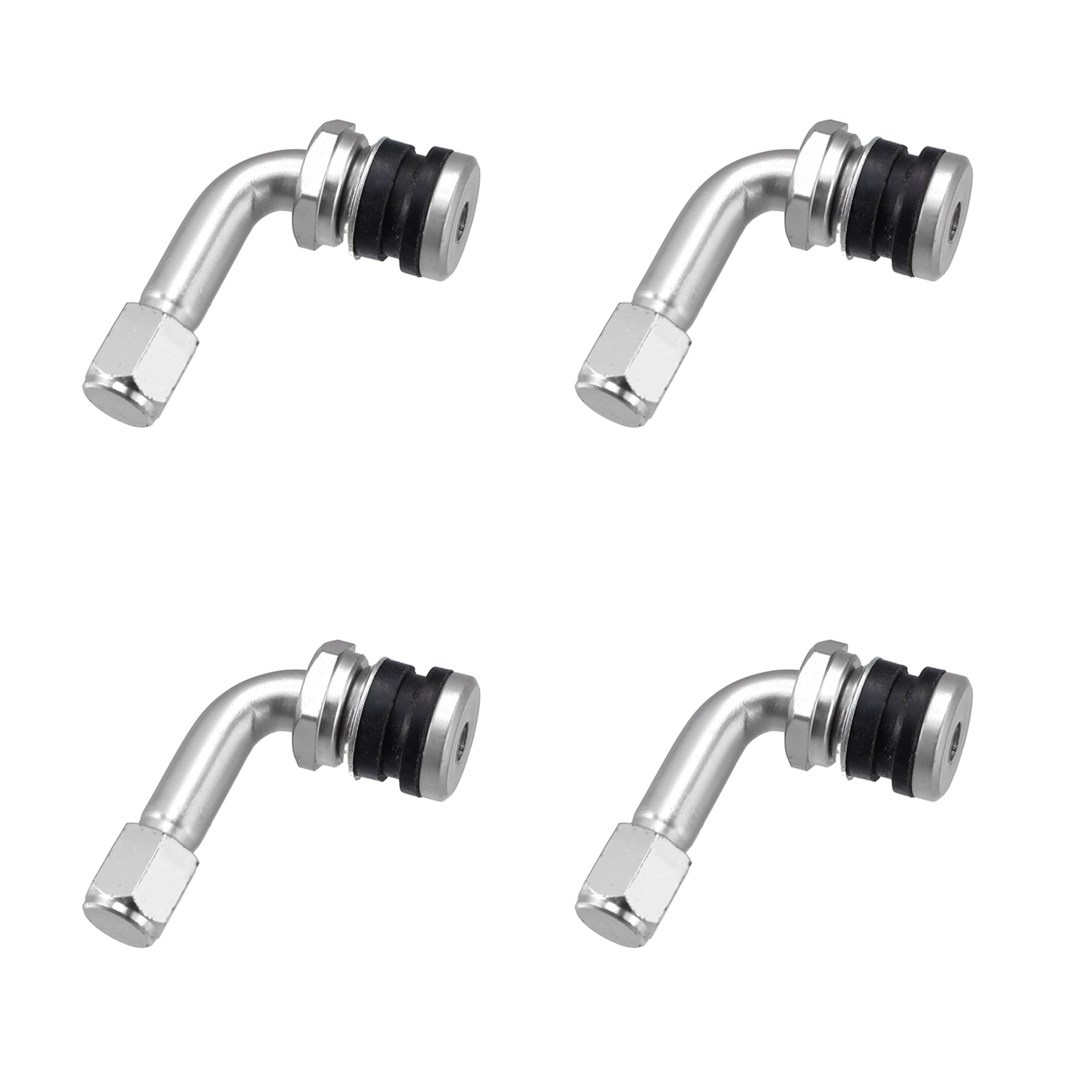 Unique Bargains 4pcs Metal 90 Degree Valve Stem Extension for Car Motorcycle Silver Tone